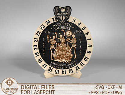 Halloween Skeleton Countdown Board SVG for LightBurn xTool