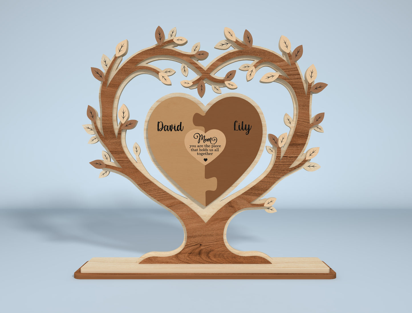 Heart Tree Stand Sign SVG Engraved Family Names for Glowforge