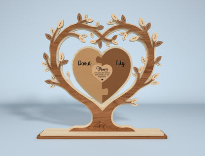 Heart Tree Stand Sign SVG Engraved Family Names for Glowforge