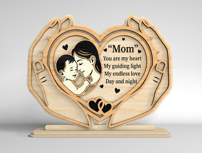 Personalized Mom Heart Stand Sign SVG Bundle for xTool and Glowforge