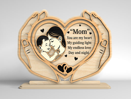 Personalized Mom Heart Stand Sign SVG Bundle for xTool and Glowforge