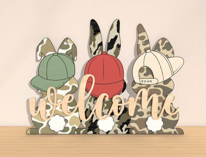 Easter Bunny Welcome Tabletop Sign SVG Spring for Glowforge and xTool