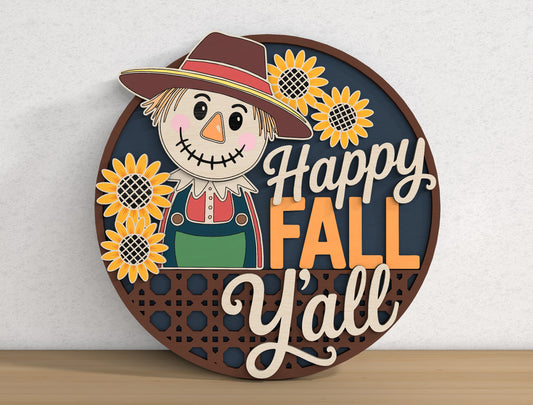 Happy Fall Yall Door Hanger SVG Bundle for Glowforge xTool LightBurn 9 Designs