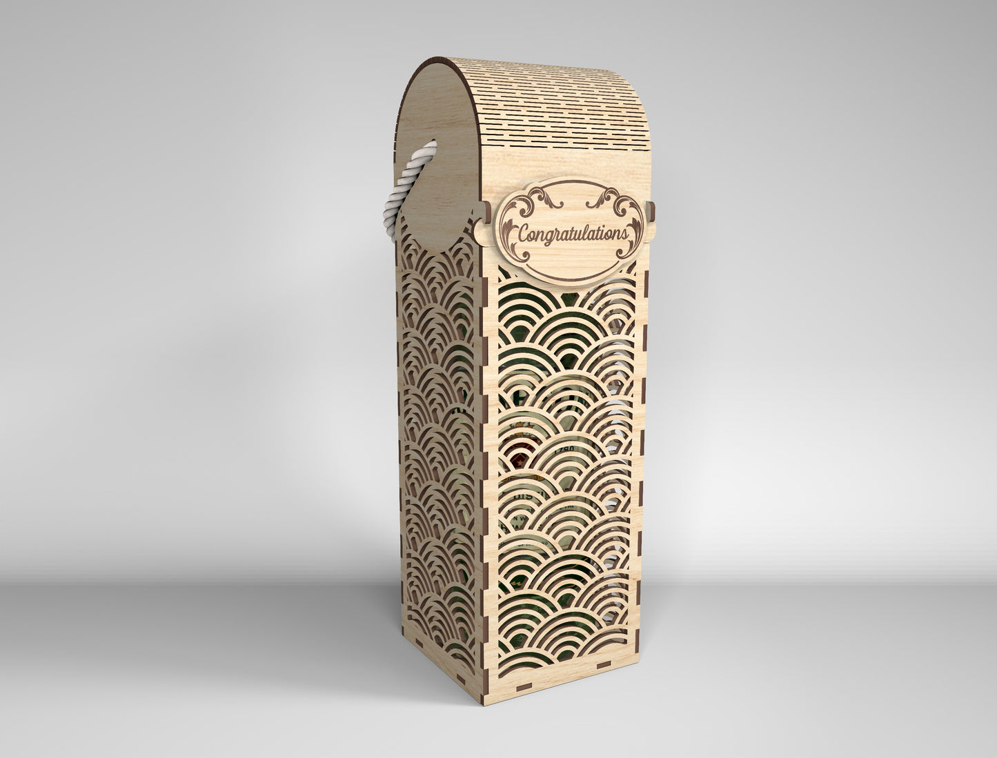 Wine Bottle Gift Box Bundle SVG Laser Cut File for Glowforge and xTool