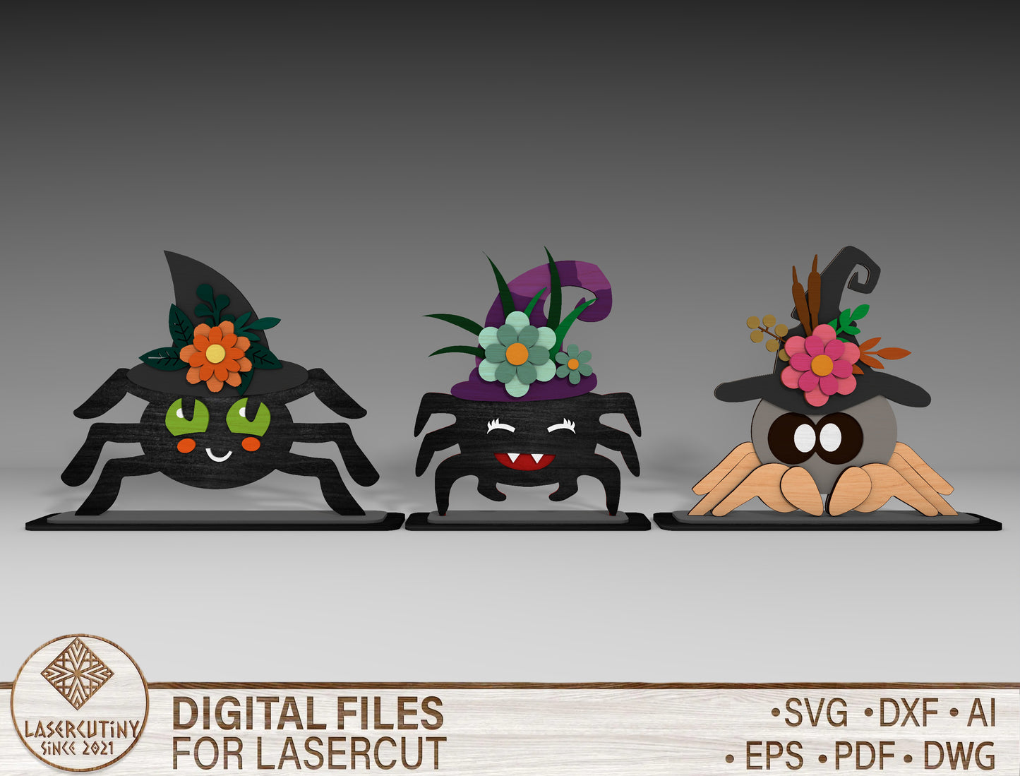 Halloween Cute Spider SVG Bundle for xTool LightBurn Glowforge 3 Designs