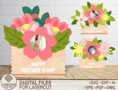 Mother's Day Floral Photo Frame SVG Bundle for xTool and LightBurn