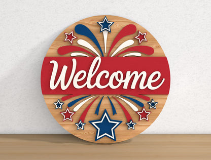 Patriotic Round Sign SVG Bundle Laser Cut File for Glowforge
