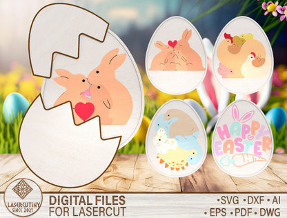 Easter Egg Decor SVG Cute Easter Wooden Tabletop for Glowforge and xTool