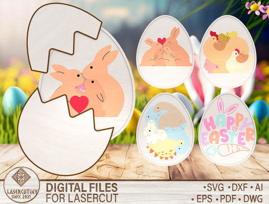 Easter Egg Decor SVG Cute Easter Wooden Tabletop for Glowforge and xTool