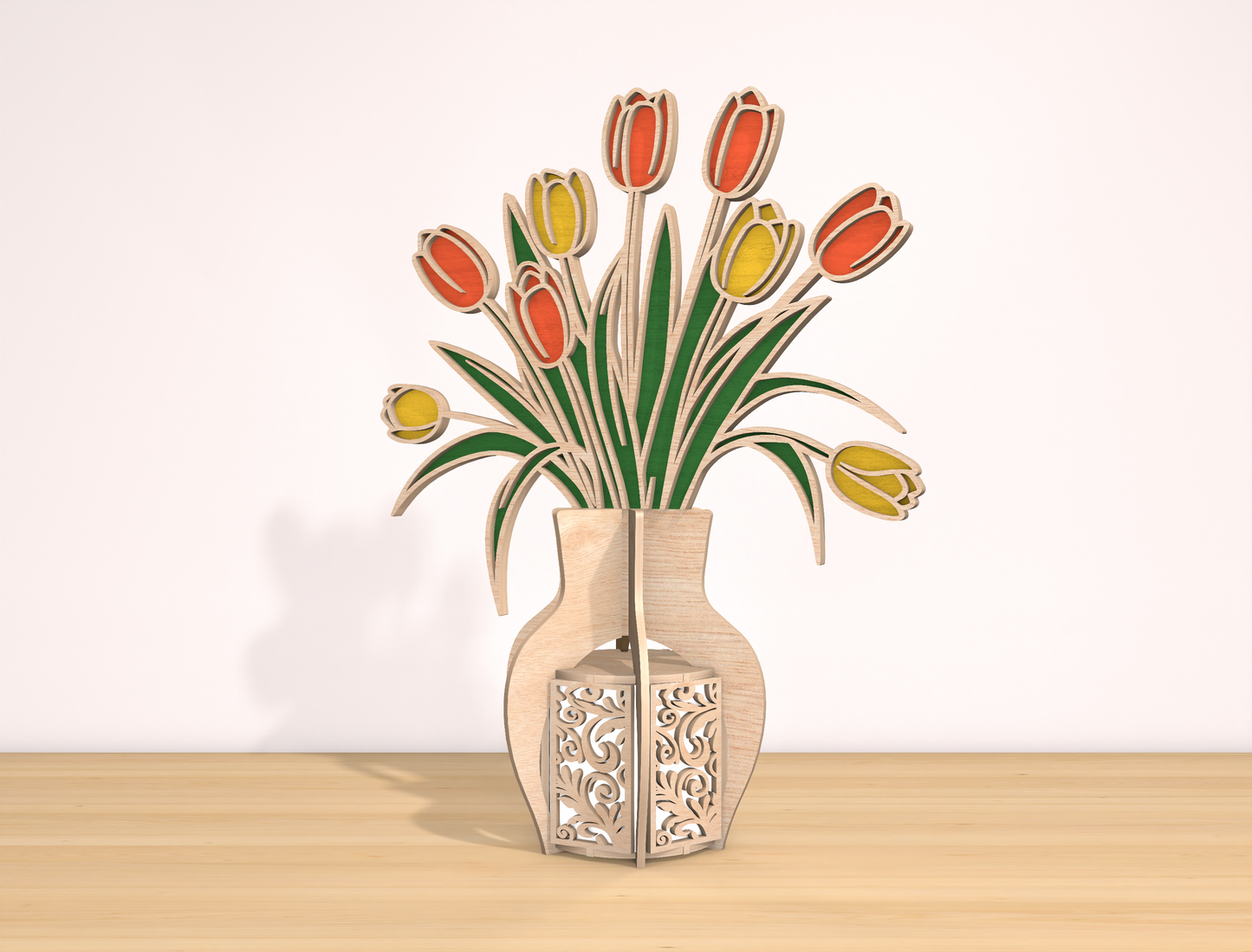 Tulip Lantern SVG Floral Candle Holder Laser Cut File for Glowforge and LightBurn