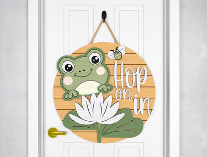 Hop On In Frog Door Sign SVG Laser Cut File for Glowforge and LightBurn