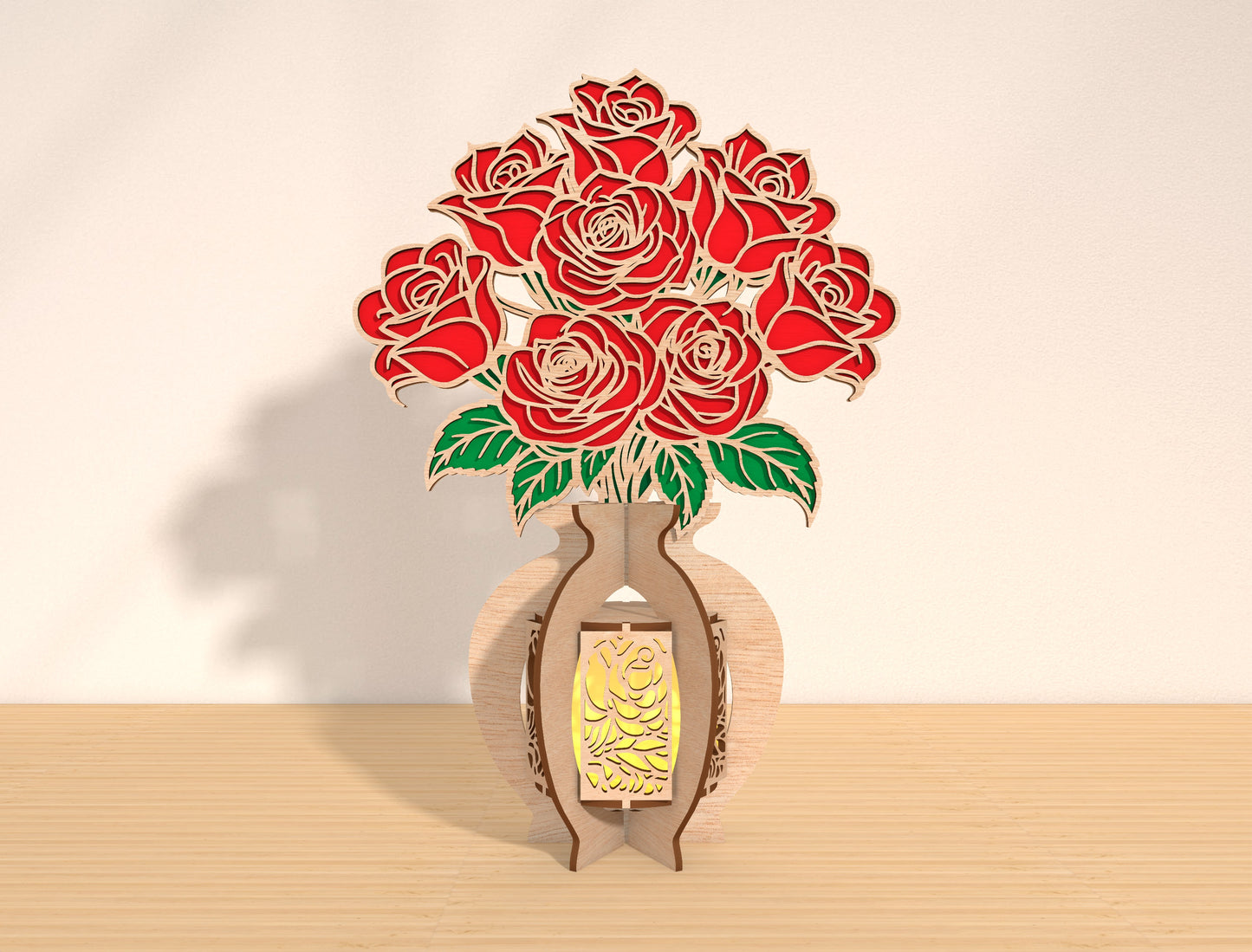 Mother’s Day Floral Lantern Laser Cut File Bundle – 6 Designs | Flower Shadow Lantern | Layered Wooden Decor | Glowforge, xTool, LightBurn, etc.