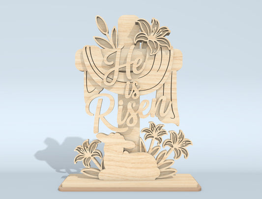 He Is Risen Easter Tabletop Decor Bundle | Religious Cross & Tomb Laser Cut File | Digital Download | Ready to Cut for Glowforge, xTool, LightBurn, etc.