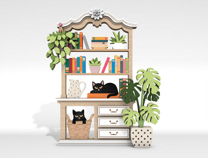 Cat Bookshelf SVG Multilayer Laser Cut File for Glowforge and LightBurn