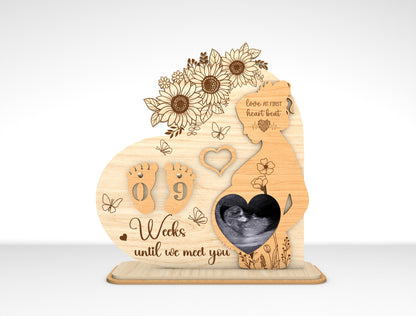 Pregnancy Countdown Plaque SVG Laser Cut File for xTool and LightBurn