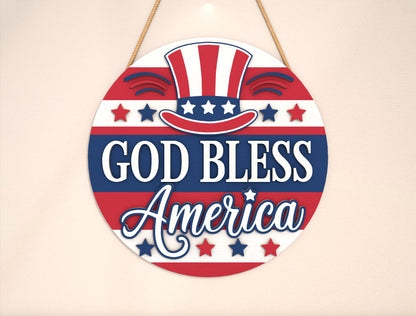 God Bless America Door Sign SVG for Glowforge, xTool, or LightBurn