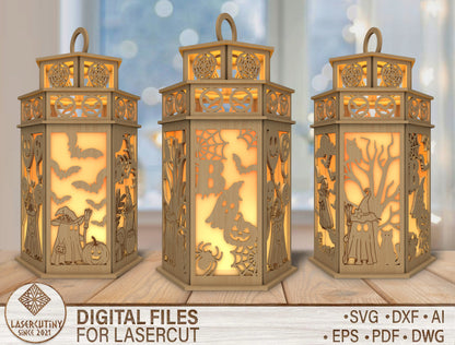 150+ Halloween Lantern & Candle Holder SVG Bundle Laser Cut Files