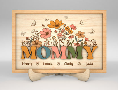 Custom Name Floral Mommy Sign SVG for Glowforge and LightBurn