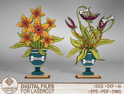 Halloween Carnivorous Plant SVG Bundle for Glowforge xTool LightBurn 2 Designs