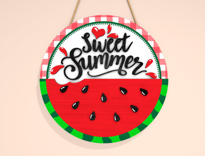 Watermelon Gingham Door Sign SVG for Glowforge and xTool