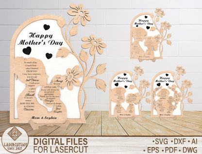 Happy Mother's Day Floral Sign SVG Bundle for xTool and LightBurn