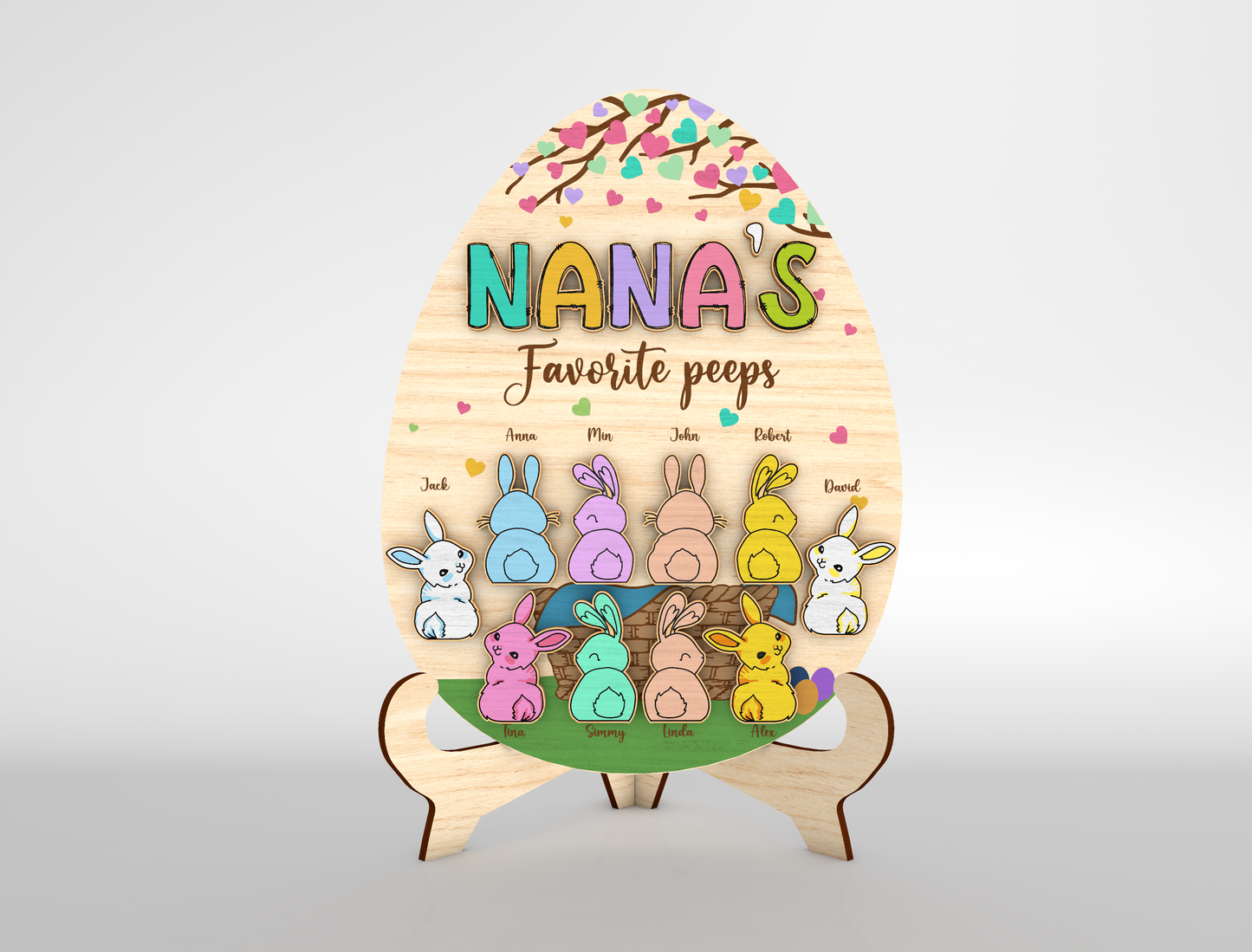 Personalized Bunny Peeps Stand SVG Easter Day Family Name for LightBurn