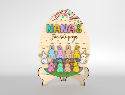 Personalized Bunny Peeps Stand SVG Easter Day Family Name for LightBurn