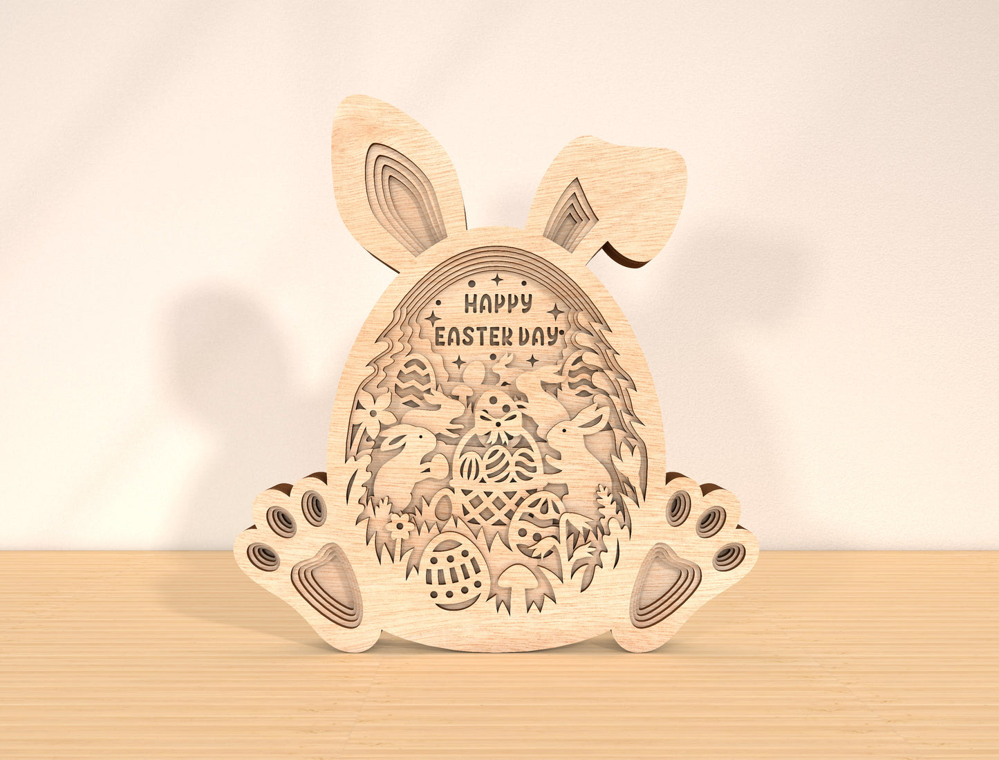 Multilayer Bunny Happy Easter SVG Rabbit Egg Scene for Glowforge and xTool