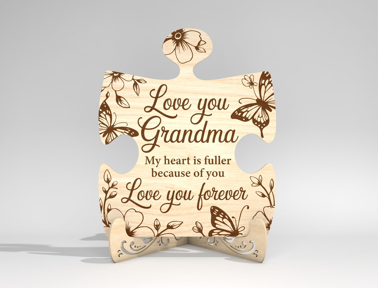 Puzzle Stand Sign SVG Bundle Engraved Floral for LightBurn and xTool