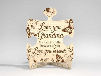 Puzzle Stand Sign SVG Bundle Engraved Floral for LightBurn and xTool