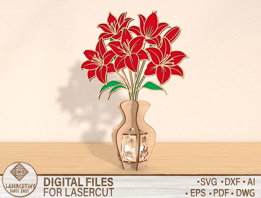 Lily Lantern SVG Elegant Candle Holder Laser Cut File for Glowforge and xTool
