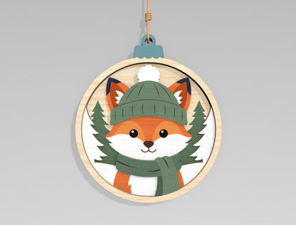 Christmas Woodland Animal Ornament SVG Bundle Laser Cut Files