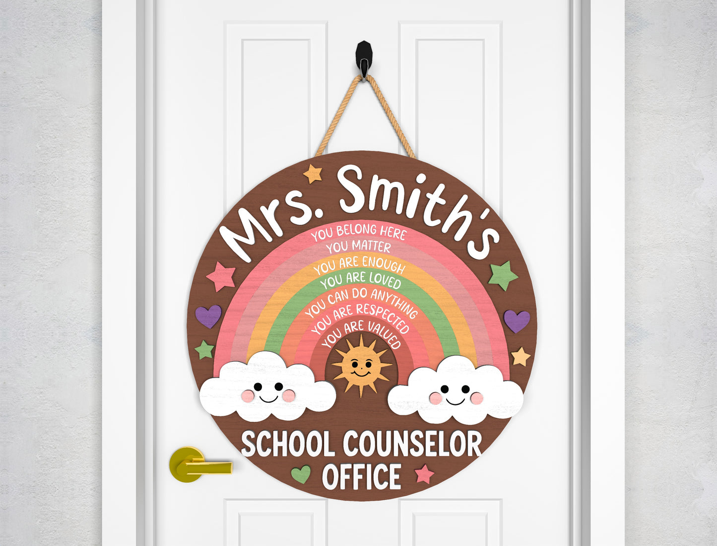 Personalized School Counselor Door Hanger SVG for xTool and Glowforge