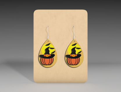 Halloween Witch Pumpkin Teardrop Earrings SVG Bundle 3 Designs for xTool LightBurn Glowforge