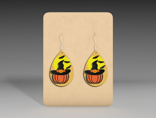 Halloween Witch Pumpkin Teardrop Earrings SVG Bundle 3 Designs for xTool LightBurn Glowforge