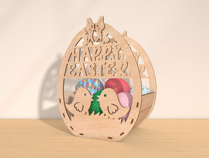 Easter Egg Basket Holder SVG Bundle 9 Bunny Designs for Glowforge and xTool