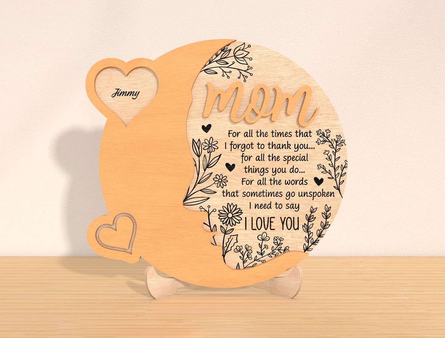 Family Heart Plaque SVG Bundle Mom Quote Name Hearts for Glowforge