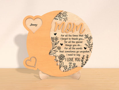 Family Heart Plaque SVG Bundle Mom Quote Name Hearts for Glowforge