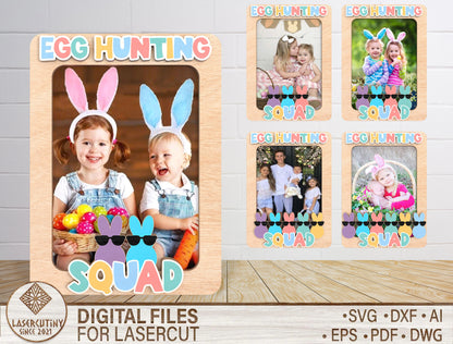 Egg Hunting Squad Photo Frame SVG Bundle for Glowforge and xTool