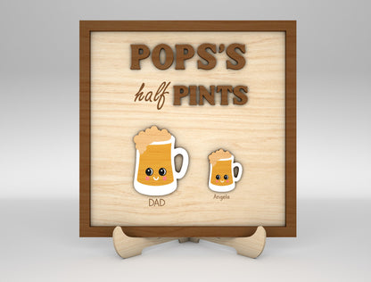 Daddy's Half Pints Beer Mug Sign SVG Laser Cut File for LightBurn and xTool