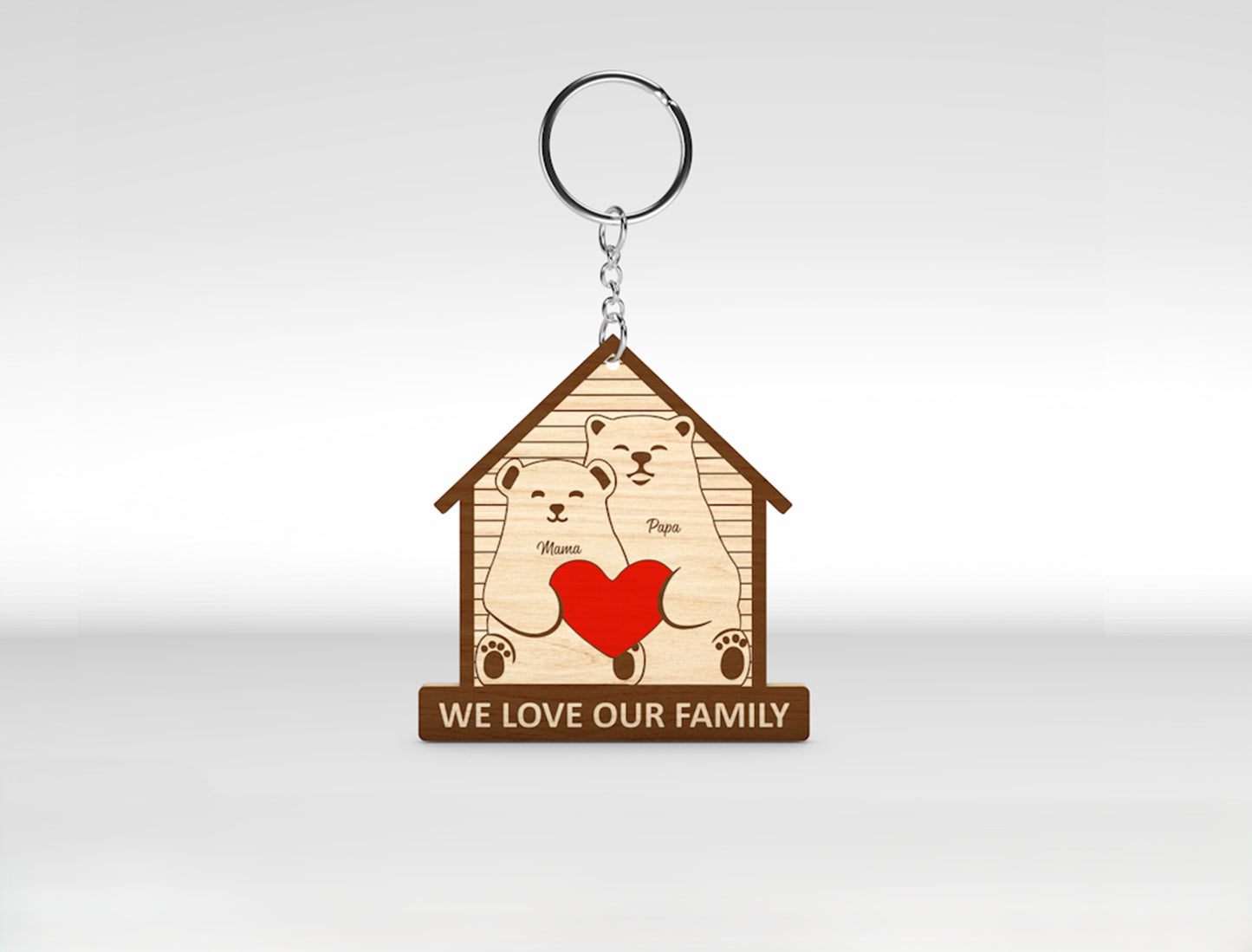 Bear Family Keychain SVG Personalized Bear House Sign for xTool