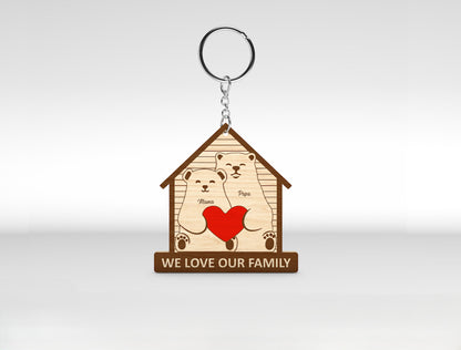 Bear Family Keychain SVG Personalized Bear House Sign for xTool