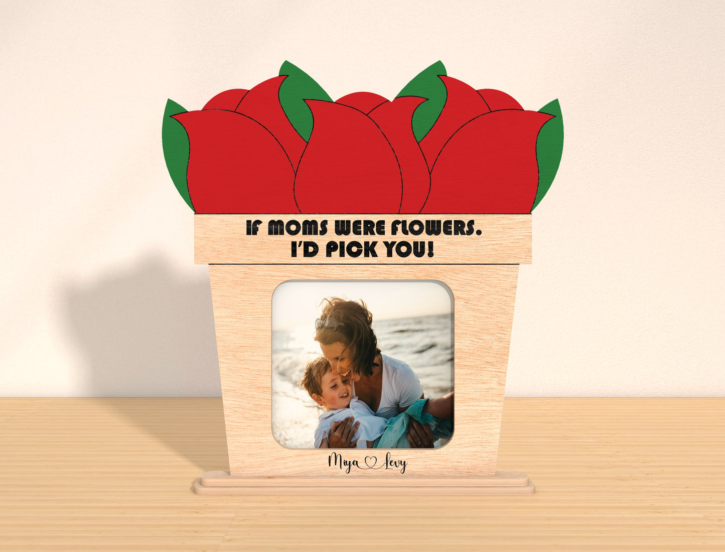 Mom Floral Photo Frame Stand SVG Bundle for Glowforge and xTool
