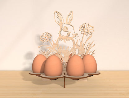 Easter Bunny Egg Holder Stand Laser Cut File | Spring Tabletop Egg Display | Ready to Cut | Glowforge, xTool, LightBurn, etc.