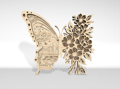 Mother's Day Butterfly Multilayer SVG 3D Wall Art Laser Cut File for LightBurn and Glowforge
