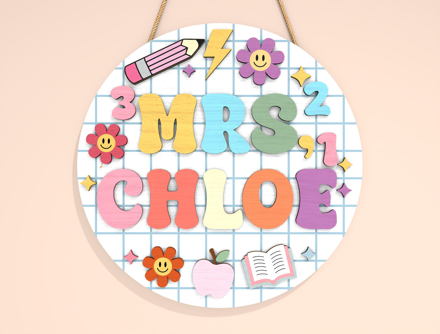 Personalized Classroom Door Sign SVG Laser Cut File for Glowforge and xTool