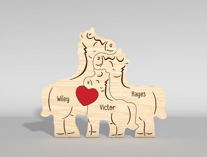 Horse Family Wooden Puzzle Sign SVG for xTool and Glowforge