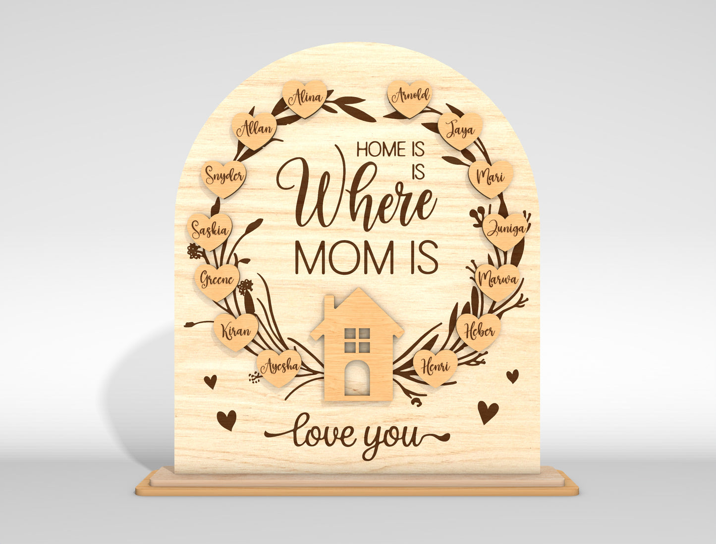 Personalized Mom Sign SVG Home Is Where Mom Is Laser Cut File for xTool and LightBurn
