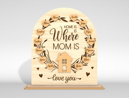 Personalized Mom Sign SVG Home Is Where Mom Is Laser Cut File for xTool and LightBurn