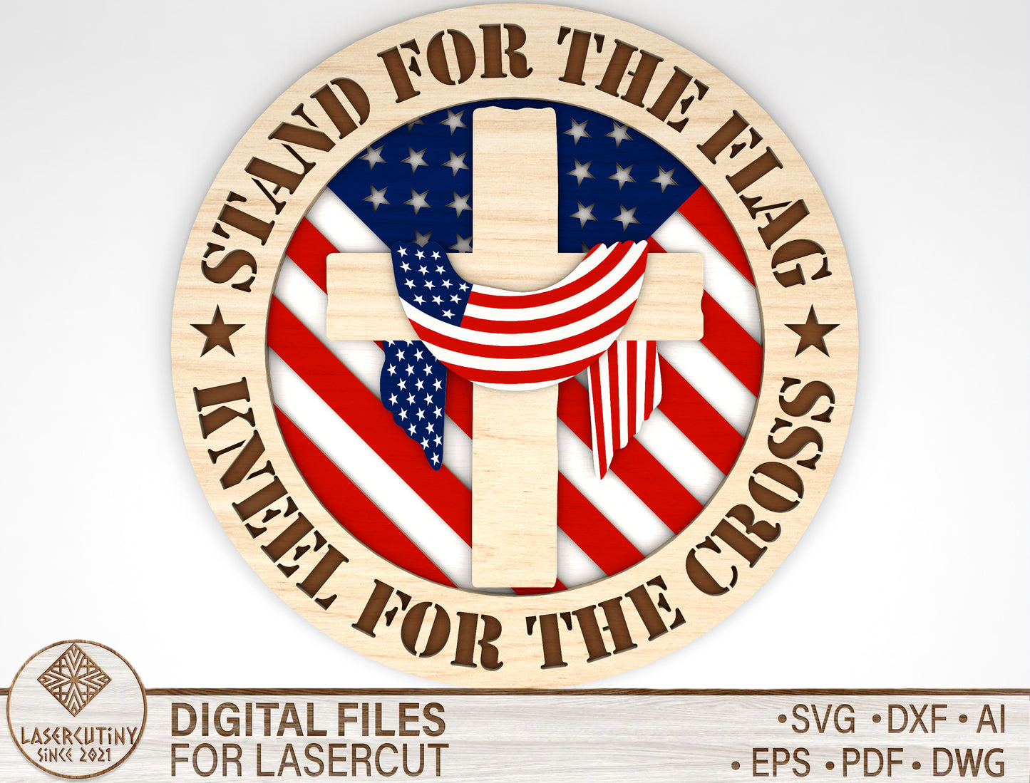 Stand for the Flag SVG Laser Cut File for xTool and Glowforge
